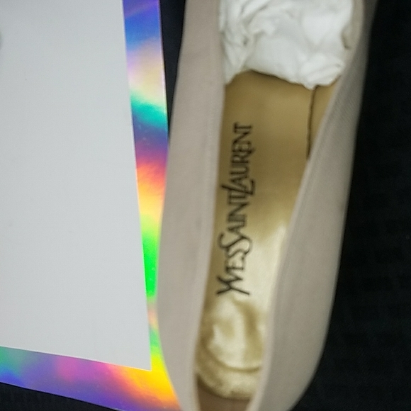 Yves Saint Laurent Beige Block Heels Leather Italy Made Size 7 Medium - Picture 9 of 9